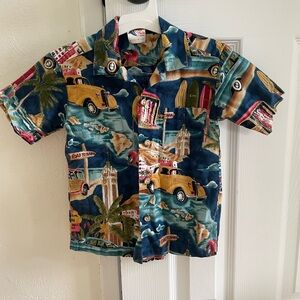 Nui Nalu Boys Short Sleeve Hawaiian Print Shirt Button Up Size 4 100% Cotton